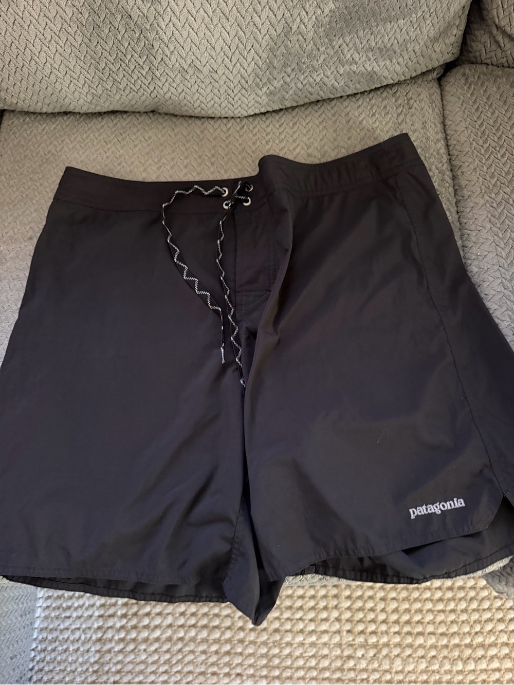 Patagonia Black Lightweight Board Shorts with gray Logo 38